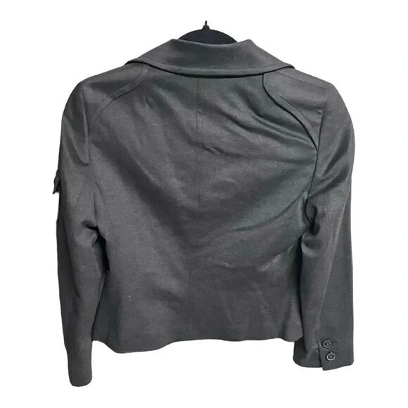 women’s AKRIS PUNTO wool grey pointed collar flap pocket crop blazer size 4 - Picture 2 of 8